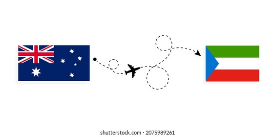 Flight and travel from Australia to Equatorial Guinea by passenger airplane Travel concept