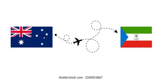 Flight and travel from Australia to Equatorial Guinea by passenger airplane Travel concept