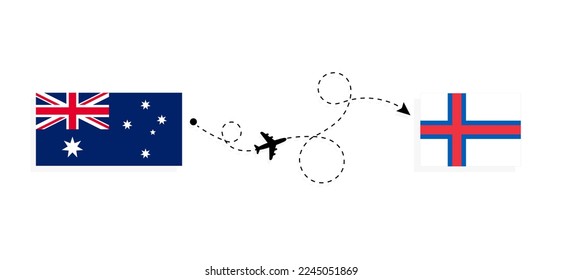 Flight and travel from Australia to Faroe Islands by passenger airplane Travel concept