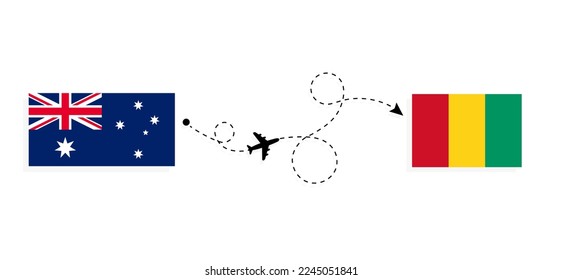 Flight and travel from Australia to Guinea by passenger airplane Travel concept