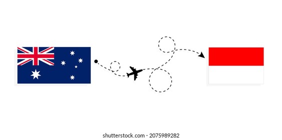 Flight and travel from Australia to Indonesia by passenger airplane Travel concept