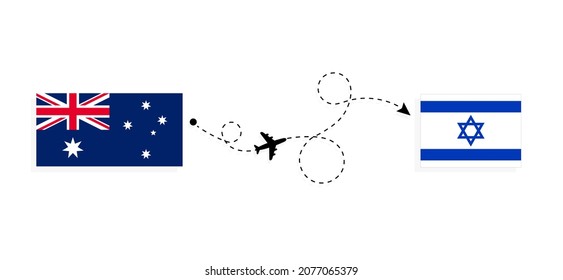 Flight and travel from Australia to Israel by passenger airplane Travel concept