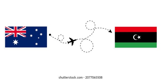 Flight and travel from Australia to Libya by passenger airplane Travel concept