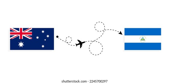 Flight and travel from Australia to Nicaragua by passenger airplane Travel concept