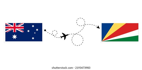 Flight and travel from Australia to Seychelles by passenger airplane Travel concept