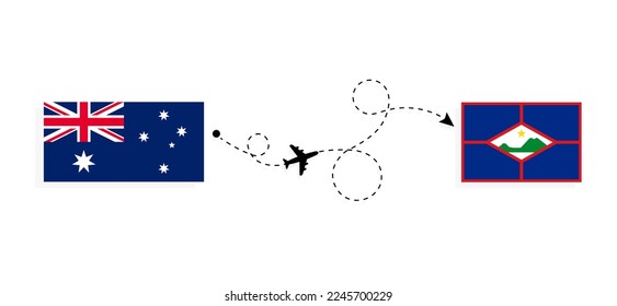 Vuelo desde Australia a San Eustaquio por avión de pasajeros Concepto de viaje