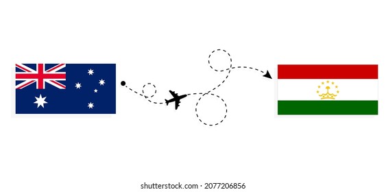 Flight and travel from Australia to Tajikistan by passenger airplane Travel concept