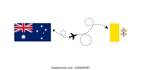 Flight and travel from Australia to Vatican by passenger airplane Travel concept