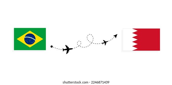Flight and travel from Brazil to Bahrain by passenger airplane Travel concept