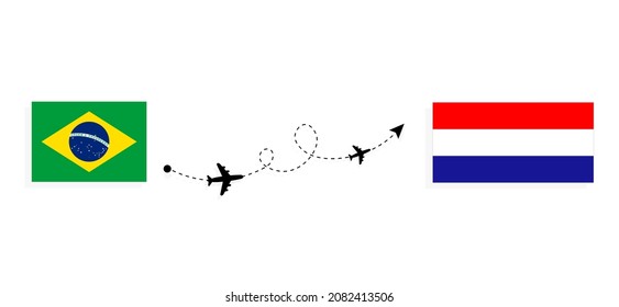 Flight and travel from Brazil to Croatia by passenger airplane Travel concept