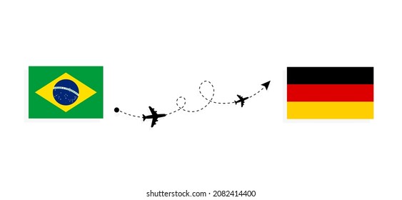 Flight and travel from Brazil to Germany by passenger airplane Travel concept