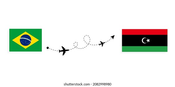 Flight and travel from Brazil to Libya by passenger airplane Travel concept