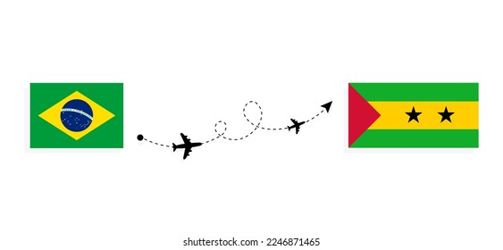 Flight and travel from Brazil to Sao Tome and Principe by passenger airplane Travel concept