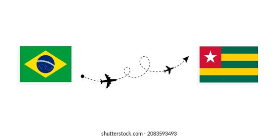 Flight and travel from Brazil to Togo by passenger airplane Travel concept