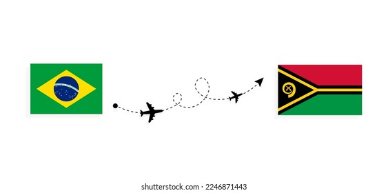 Flight and travel from Brazil to Vanuatu by passenger airplane Travel concept
