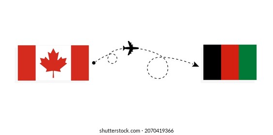 Flight and travel from Canada to Afghanistan by passenger airplane Travel concept