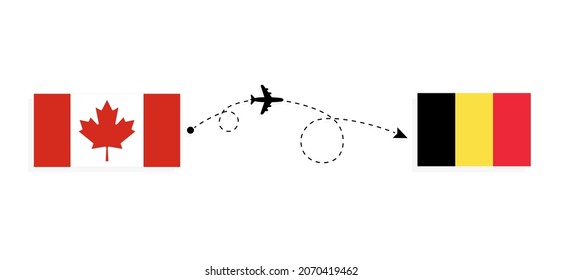 Flight and travel from Canada to Belgium by passenger airplane Travel concept