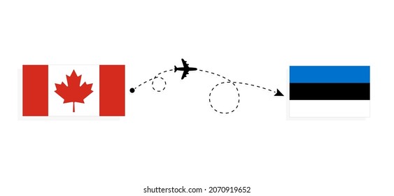 Flight and travel from Canada to Estonia by passenger airplane Travel concept