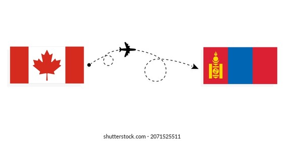 Flight and travel from Canada to Mongolia by passenger airplane Travel concept