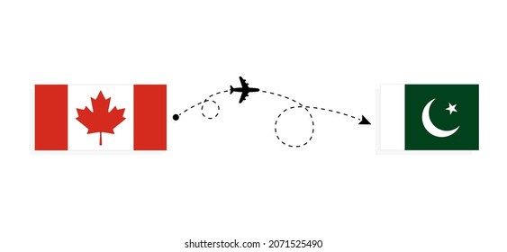 Flight and travel from Canada to Pakistan by passenger airplane Travel concept