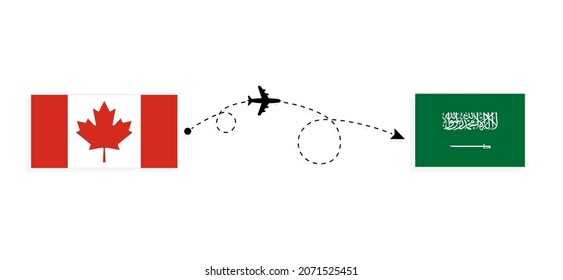 Flight and travel from Canada to Saudi Arabia by passenger airplane Travel concept