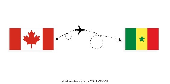 Flight and travel from Canada to Senegal by passenger airplane Travel concept