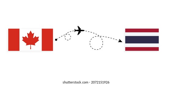 Flight and travel from Canada to Thailand by passenger airplane Travel concept