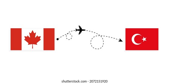 Flight and travel from Canada to Turkey by passenger airplane Travel concept