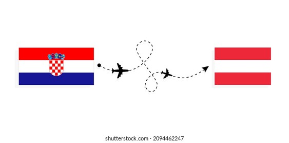Flight and travel from Croatia to Austria by passenger airplane Travel concept
