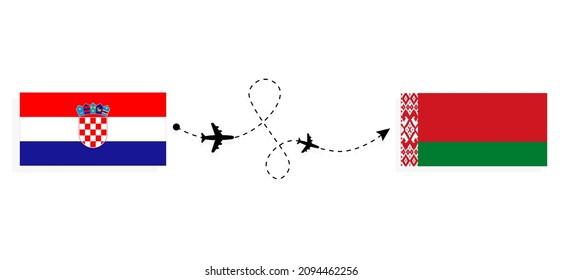 Flight and travel from Croatia to Belarus by passenger airplane Travel concept