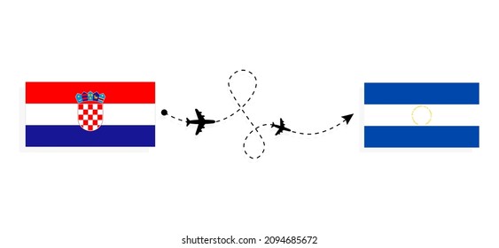 Flight and travel from Croatia to El Salvador by passenger airplane Travel concept