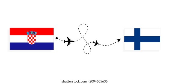 Flight and travel from Croatia to Finland by passenger airplane Travel concept