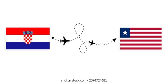 Flight and travel from Croatia to Liberia by passenger airplane Travel concept