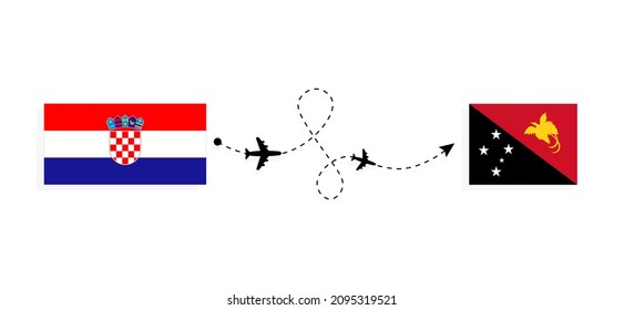 Flight and travel from Croatia to Papua New Guinea by passenger airplane Travel concept