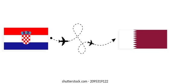 Flight and travel from Croatia to Qatar by passenger airplane Travel concept