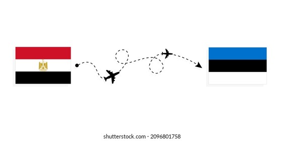 Flight and travel from Egypt to Estonia by passenger airplane Travel concept