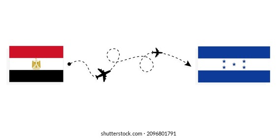 Flight and travel from Egypt to Honduras by passenger airplane Travel concept
