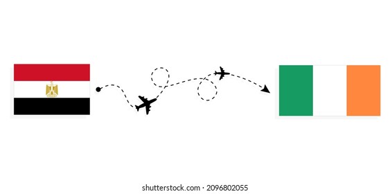 Flight and travel from Egypt to Ireland by passenger airplane Travel concept