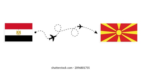 Flight and travel from Egypt to Macedonia by passenger airplane Travel concept