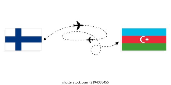 Flight and travel from Finland to Azerbaijan by passenger airplane Travel concept