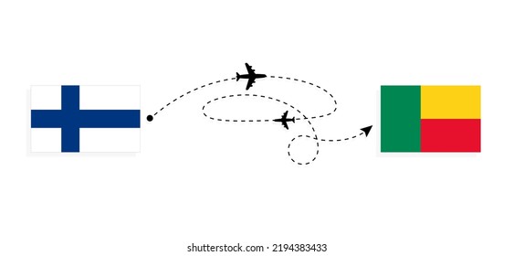 Flight and travel from Finland to Benin by passenger airplane Travel concept