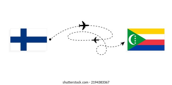 Flight and travel from Finland to Comoros by passenger airplane Travel concept