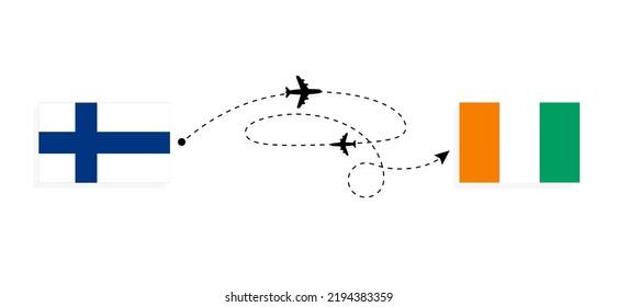 Flight and travel from Finland to Cote d'Ivoire by passenger airplane Travel concept