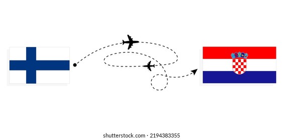 Flight and travel from Finland to Croatia by passenger airplane Travel concept