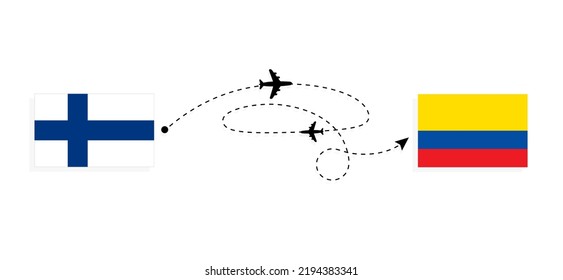 Flight and travel from Finland to Ecuador by passenger airplane Travel concept