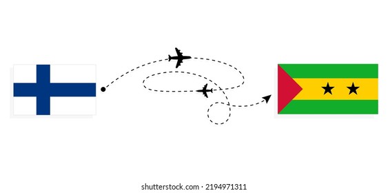 Flight and travel from Finland to Sao Tome and Principe by passenger airplane Travel concept