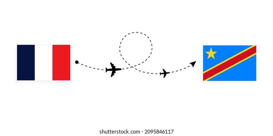 Flight and travel from France to Democratic Republic of the Congo by passenger airplane Travel concept