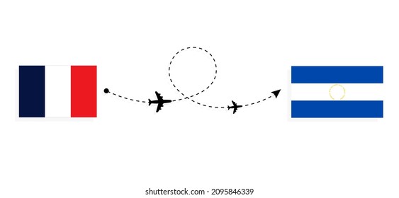 Flight and travel from France to El Salvador by passenger airplane Travel concept