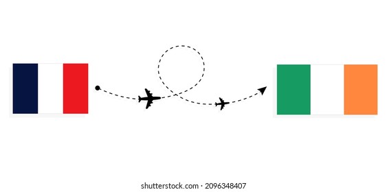 Flug und Reisen von Frankreich nach Irland mit Fluggastflugkonzept