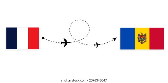 Flight and travel from France to Moldova by passenger airplane Travel concept